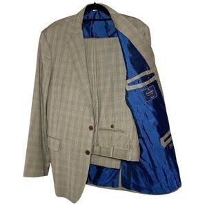 Brooks Brothers 2-pc 100% Wool Suit Regent Classic Fit 43R w36x31 Tan Windowpane